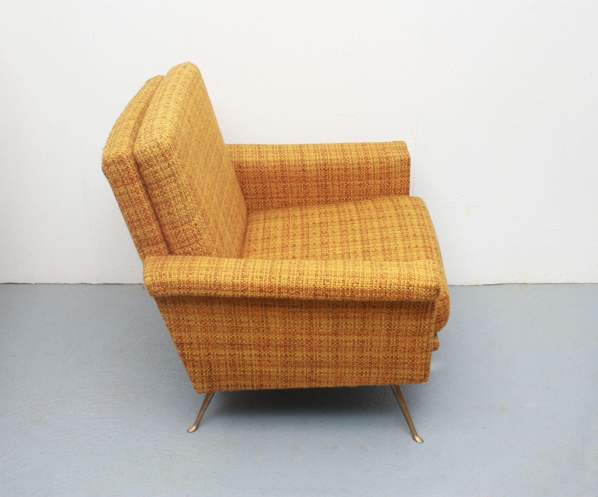 1950s chair in corn yellow , legs in brass