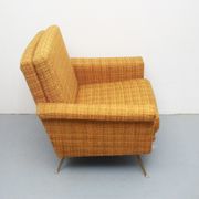 1950s chair in corn yellow , legs in brass
