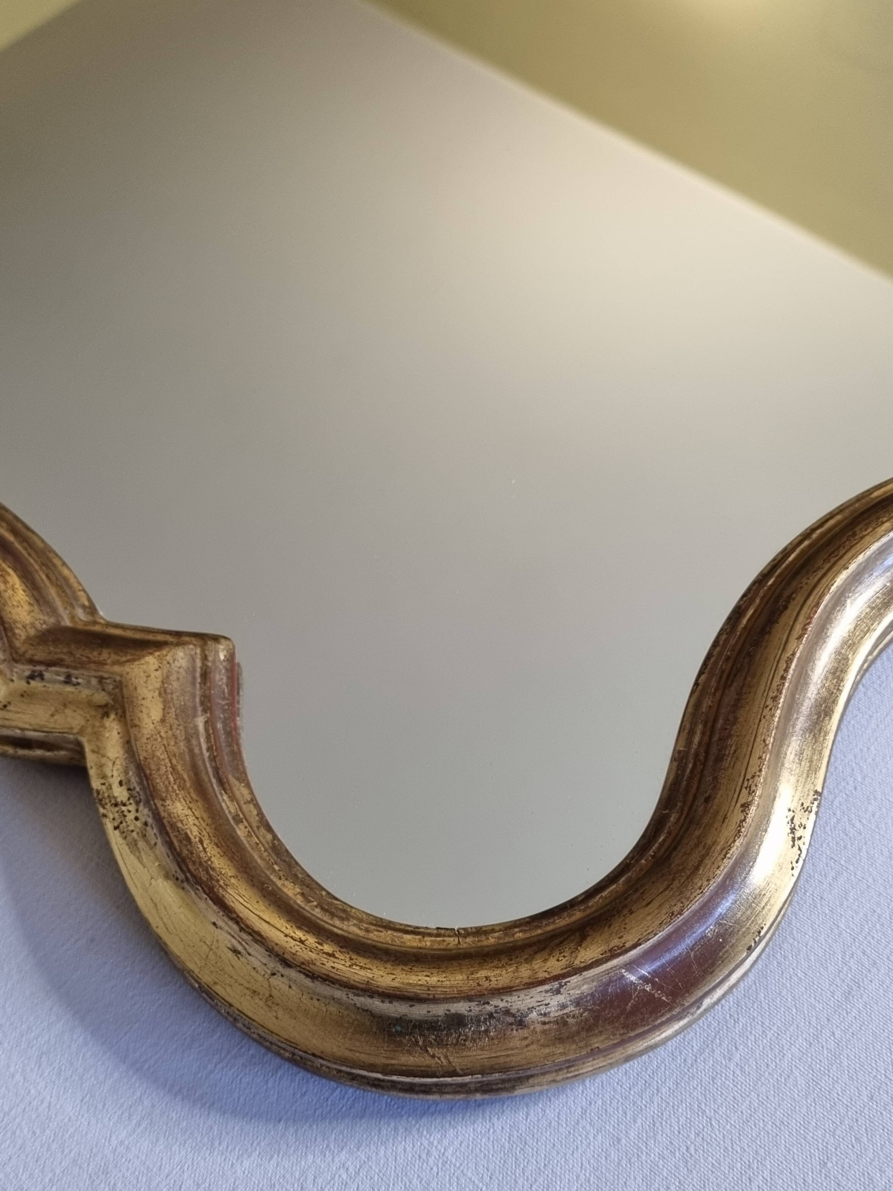 Miroir vintage en stuc et bois doré de style Louis XV, baroque, 78 cm