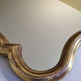 Vintage stucco and gilded wood mirror in Louis XV style, baroque, 78 cm