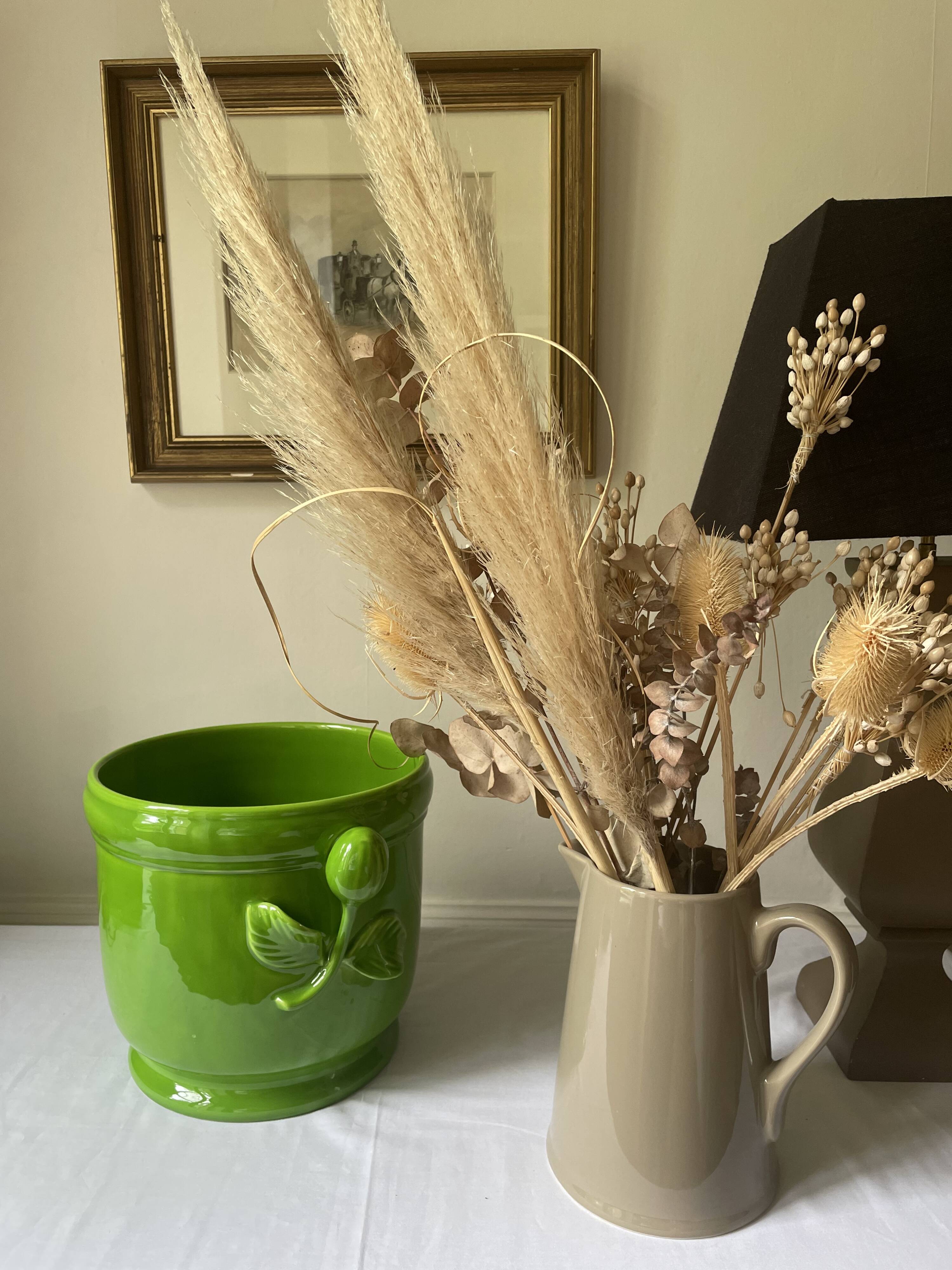 Glazed green pot cover in the style of Moreau Bourg earthenware