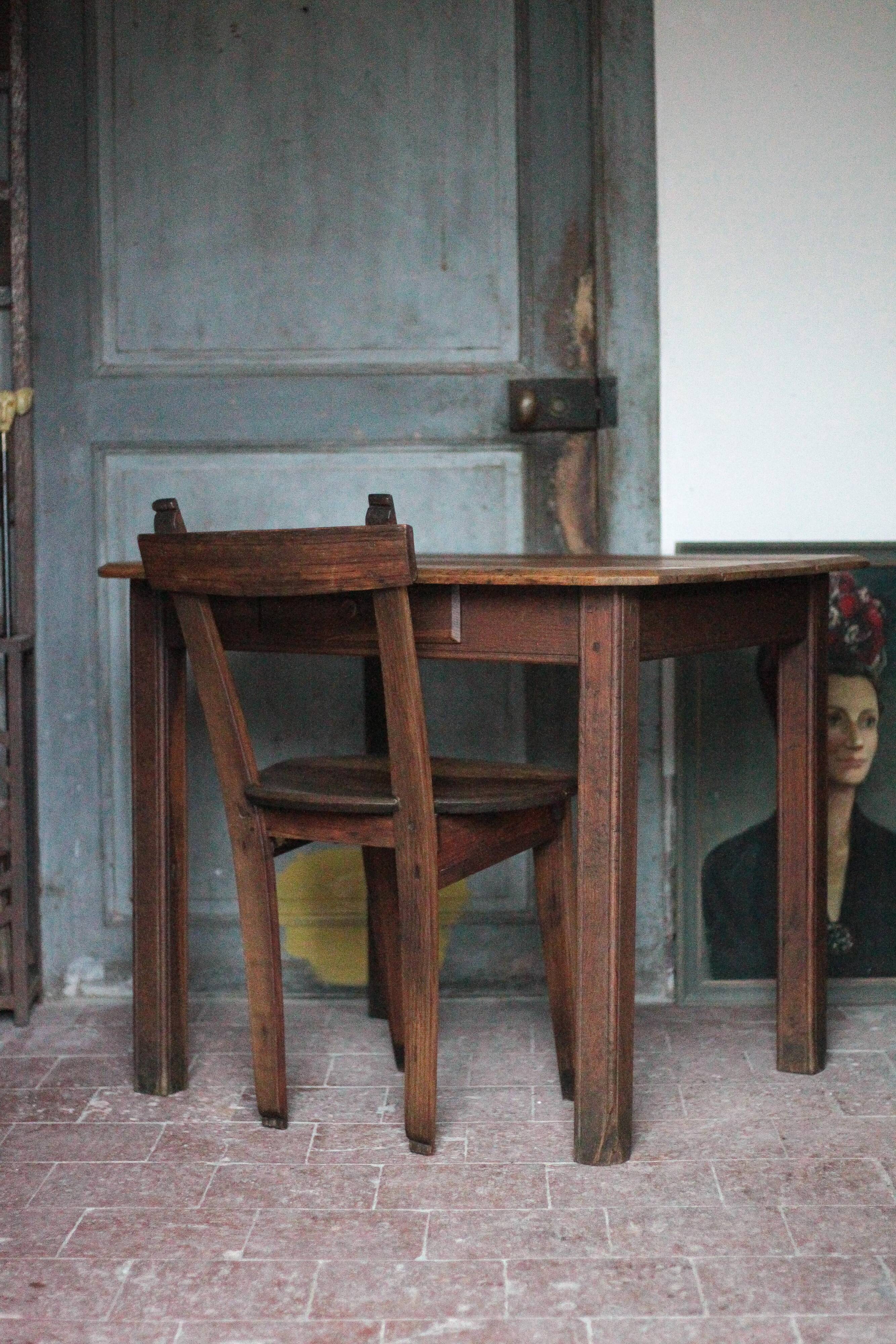 Wooden table with 1 drawer, coffee table, kitchen table, vintage wooden table.