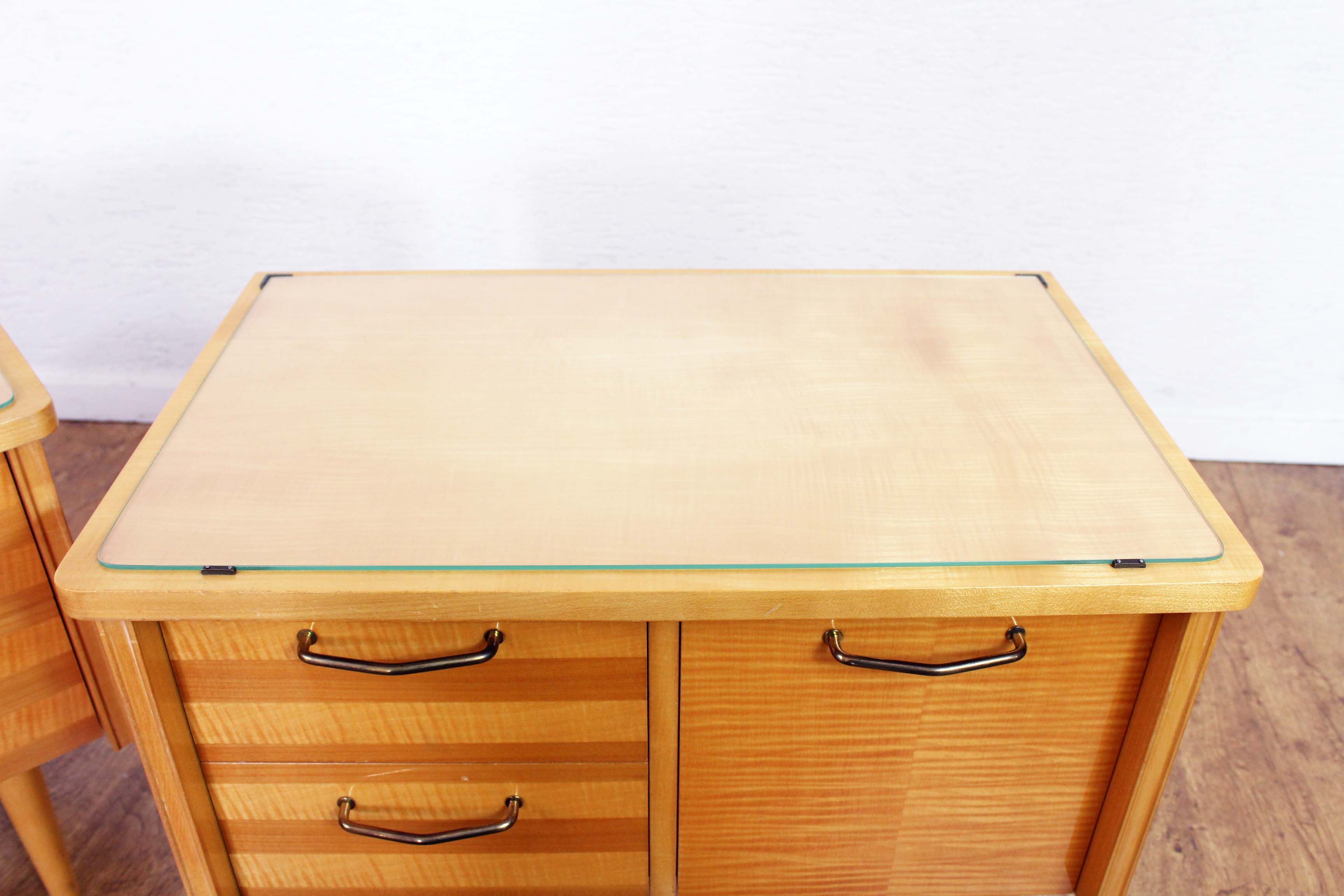 Pair of bedside 60s maple plate