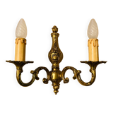 Louis XV Style double wall light in gilded bronze from the 20th century.