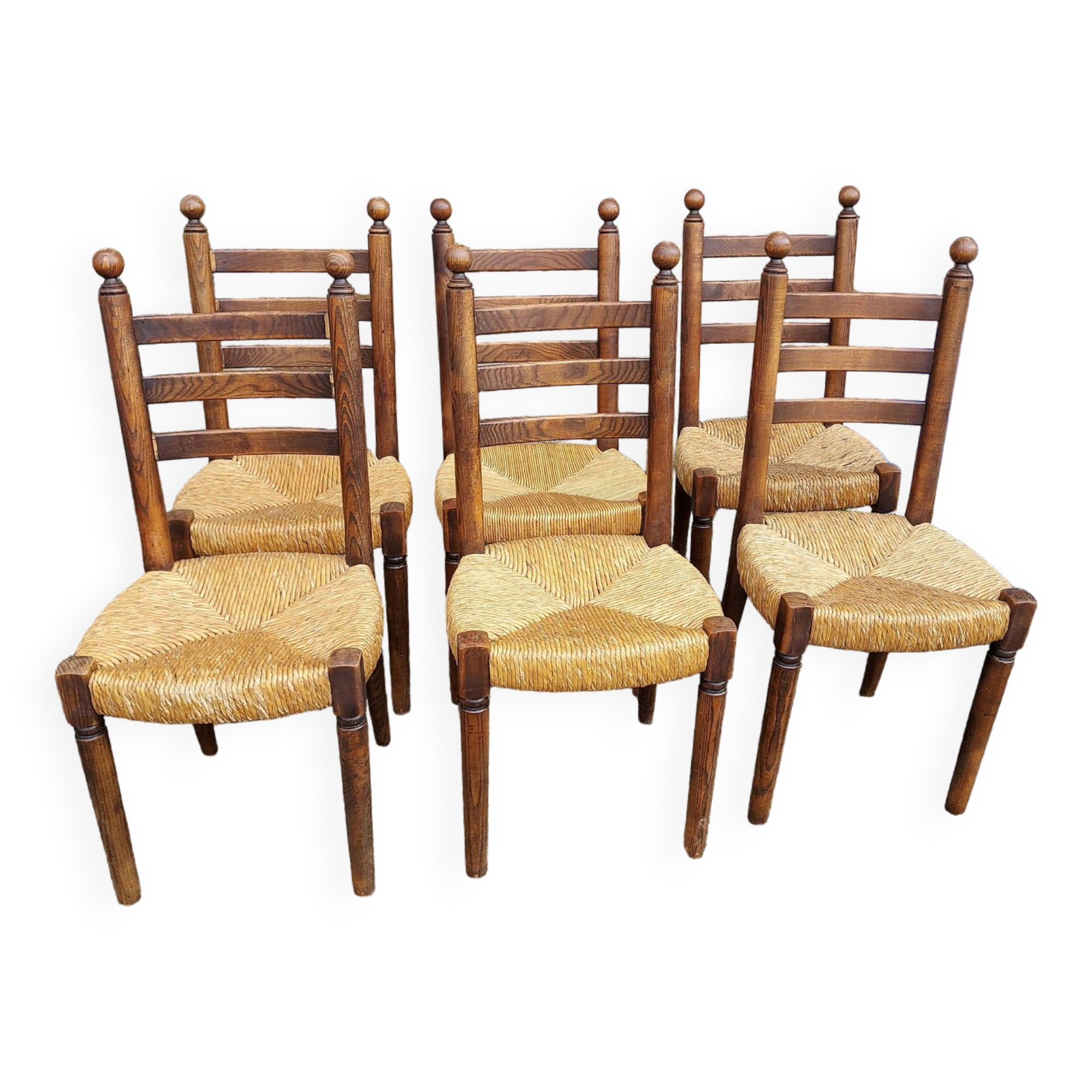 Set of 6 mulched wooden chairs