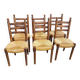 Ensemble de 6 chaises en bois paillées