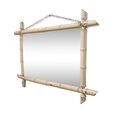 Miroir bambou blanc vintage ancien 72 X 53cm
