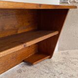 Vintage solid oak geometric wall shelf
