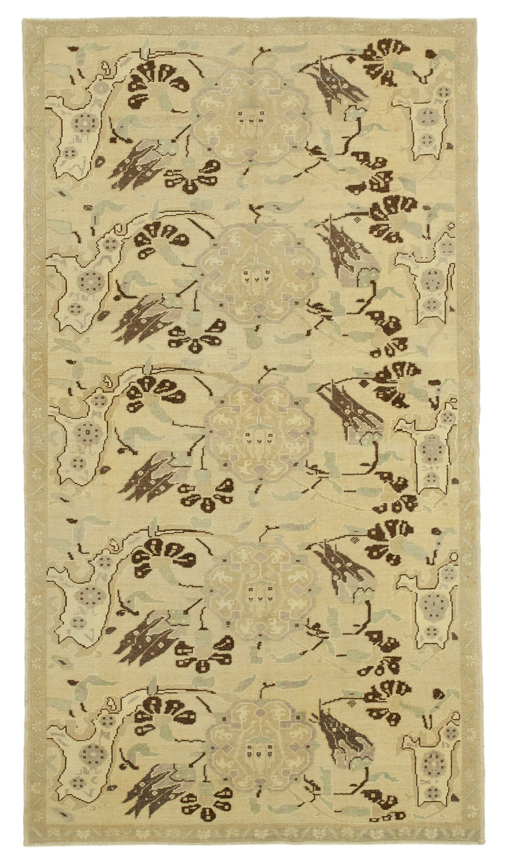 1970s handwoven anatolian beige carpet 156 cm x 281 cm