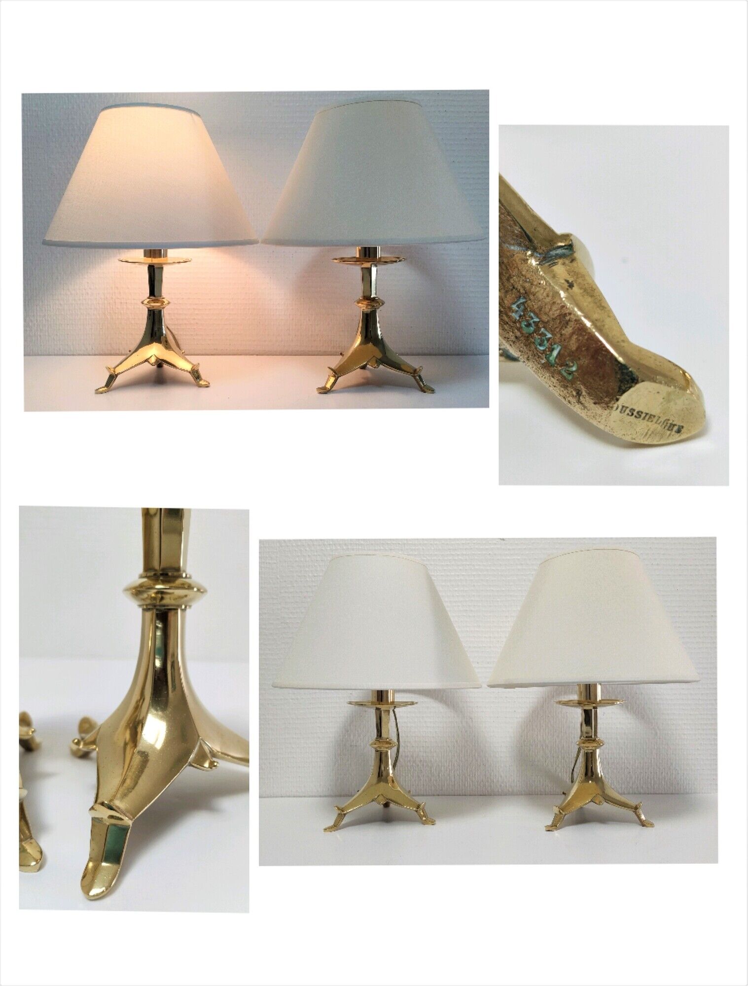 Pair of tripod lamps gilded bronze fondeur Poussielgue-Rusand