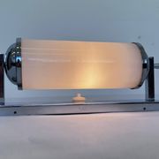 Large Bauhaus Wall Sconce in Chrome and Opaline Glass, 1930s – Czechoslovakia, Marked