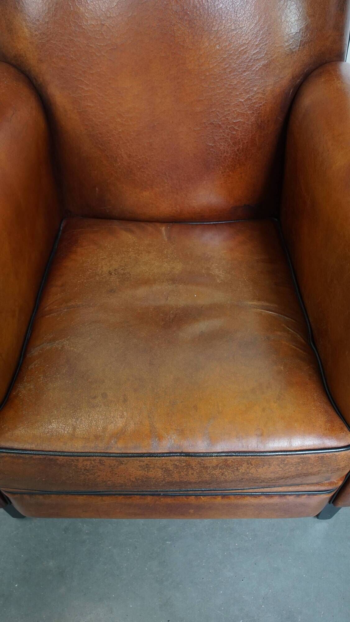 Set of 2 Vintage Sheepskin Leather Design Chairs