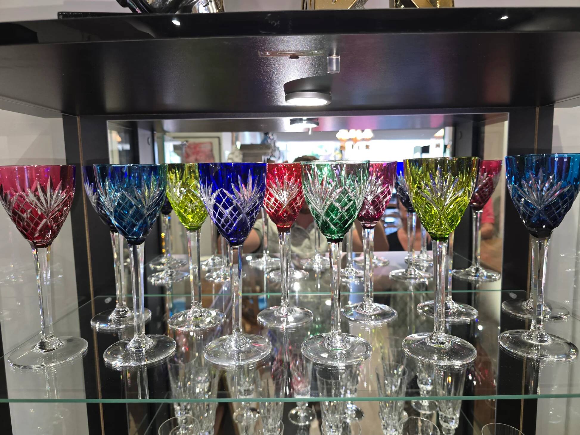 12 coloured cups / glasses Saint-Louis model Chantilly