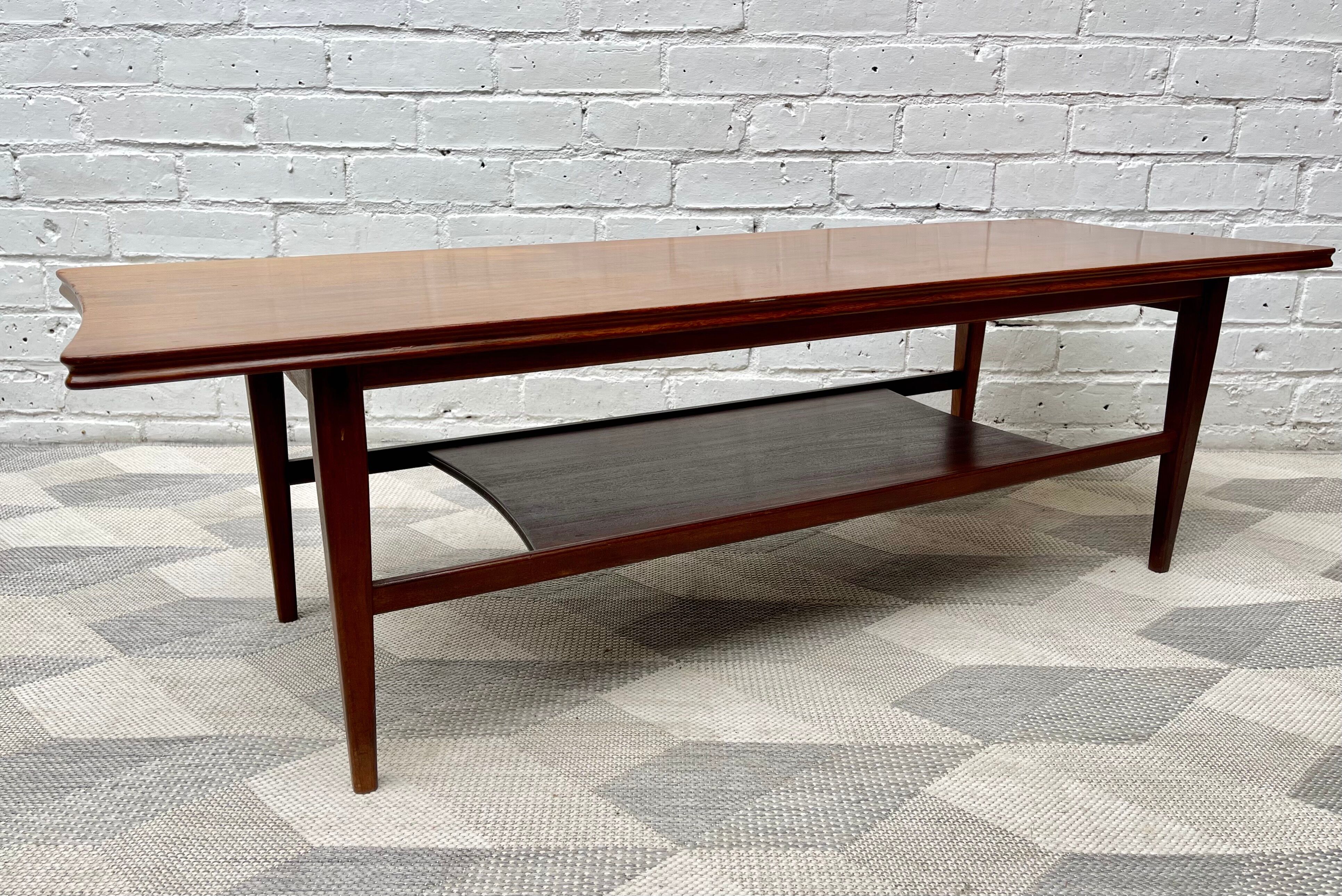 Vintage teak coffee table with shelf