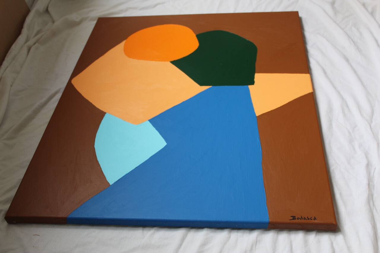 Come closer minimalist painting couple