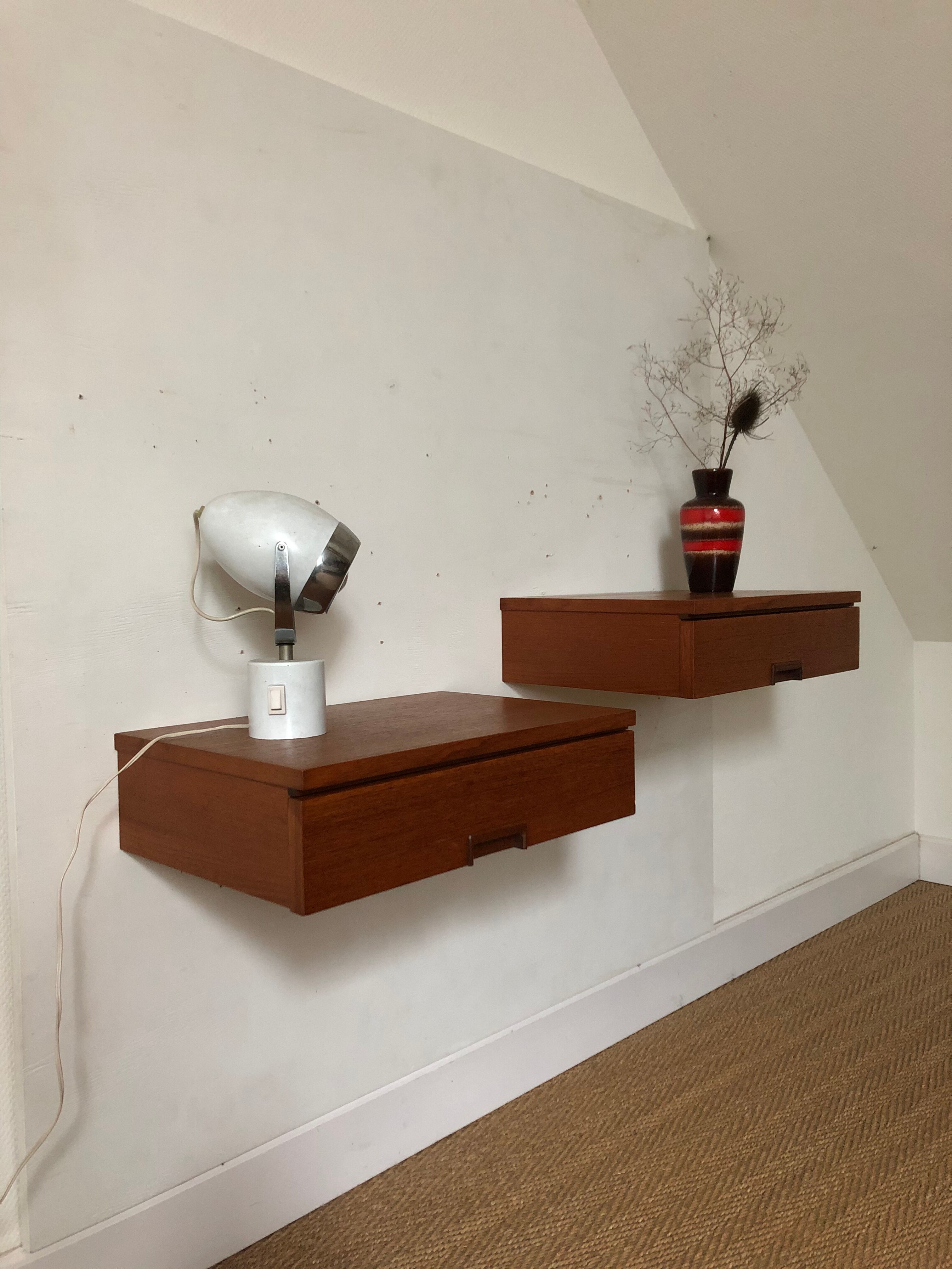 Pair of wall bedside tables