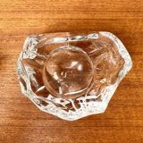 Mid-century Scandinavian heavy frosted glass table and ashtray, 1960s, set of 2.