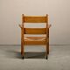Art Deco Haagse School Armchair in solid Oak and Straw, 1930s