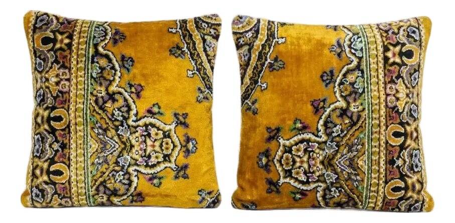 Set of 2 vintage velvet cushion covers 51x51 cm