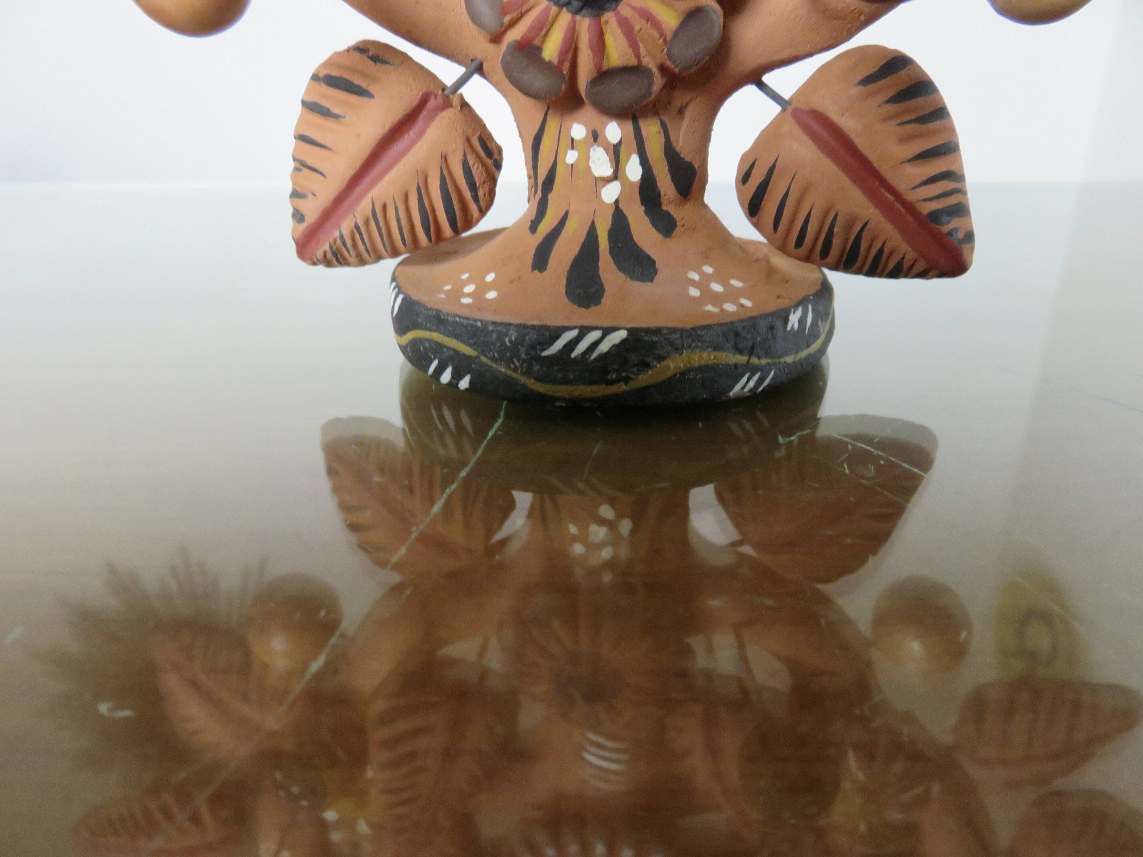 Chandelier, Mexican candlestick "tree of life" terracotta, 1970