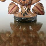 Chandelier, Mexican candlestick "tree of life" terracotta, 1970