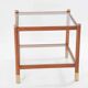Maison Lancel wooden table end glass brass 1965