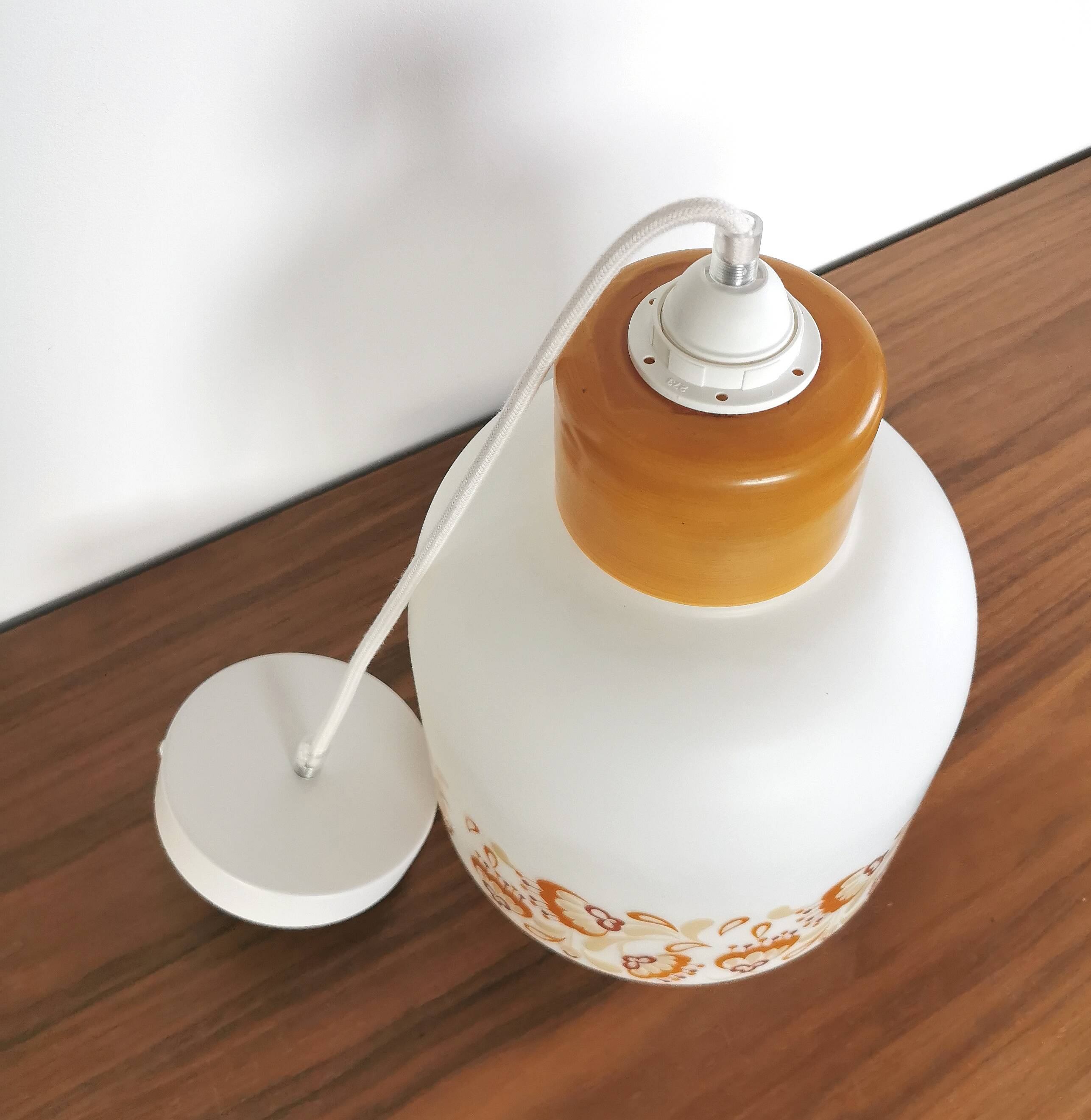 Vintage 70s opaline pendant lamp "Orangey white"