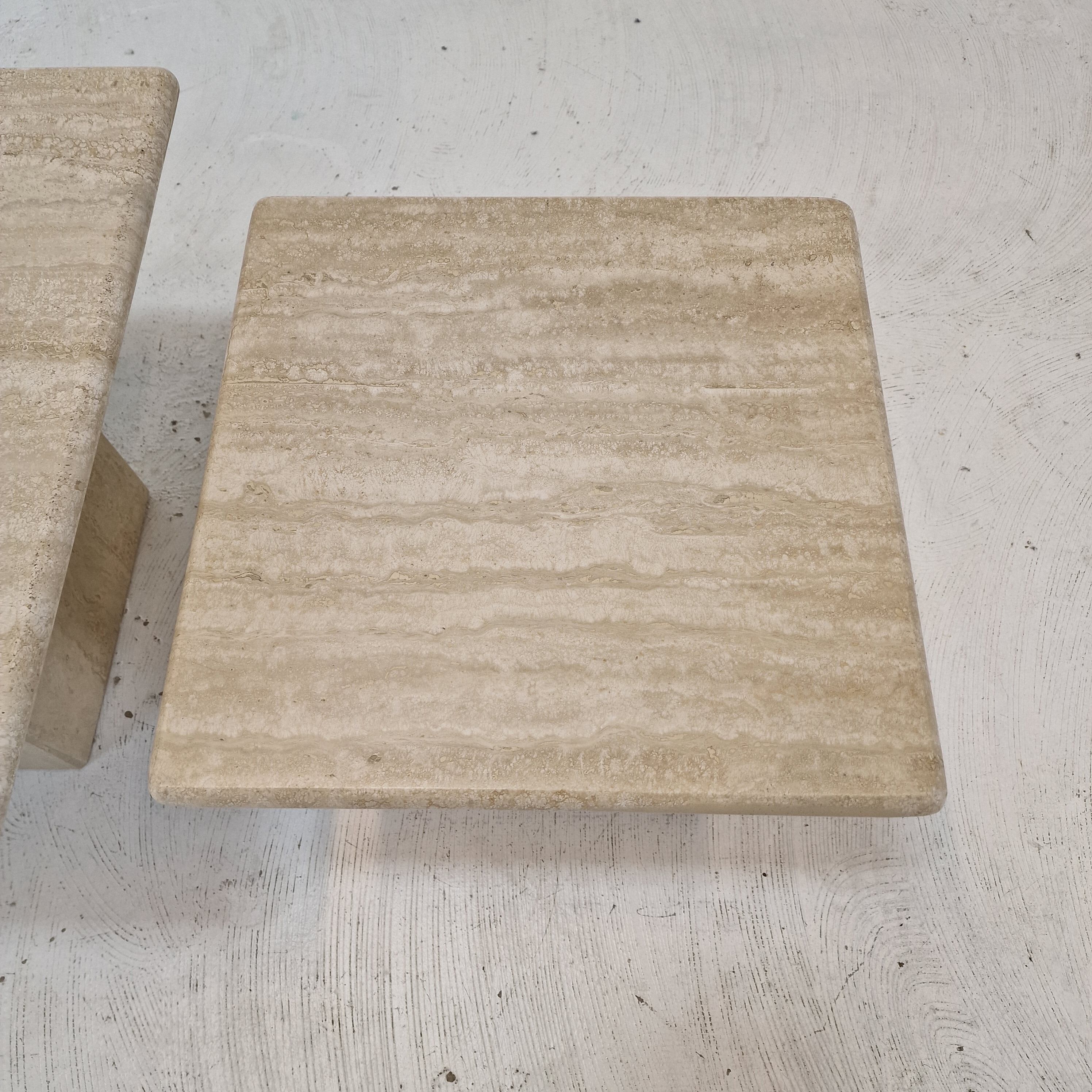 Set of 3 italian travertine coffee or side tables, 1980s