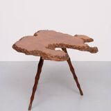 Table d'appoint en ronce organique des années 1950