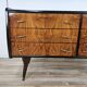 1950s six-drawer chest of drawers with glass top