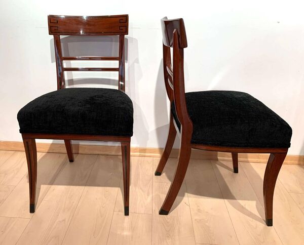 Chaises latérale néoclassique en acajou massif, années 1820