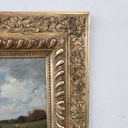 Oil Painting On Panel, Landscape With A Flock Of Sheep, Signed V. Bussolino, Italy, 19th Century