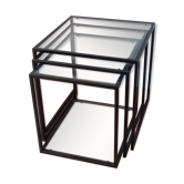 Metal and glass gigognes tables