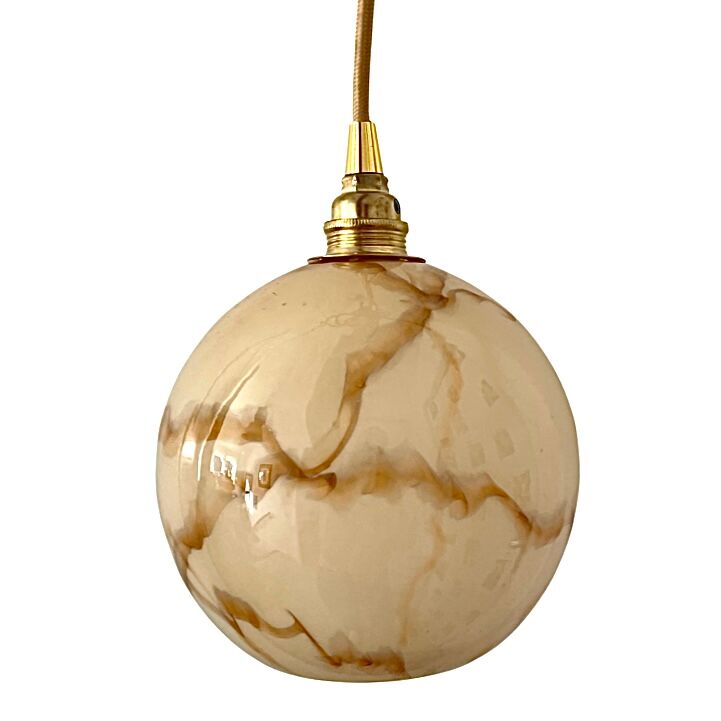 Art Deco walking lamp in marbled beige opaline