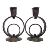 Art Deco brass candlesticks, 1930s, set of 2