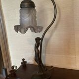 Lampe statuette en bronze style art déco
