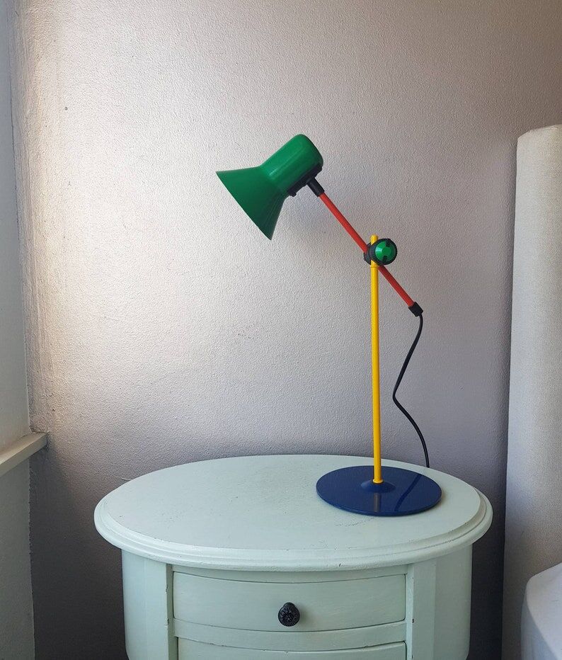 1980s metal desk lamp, Memphis style