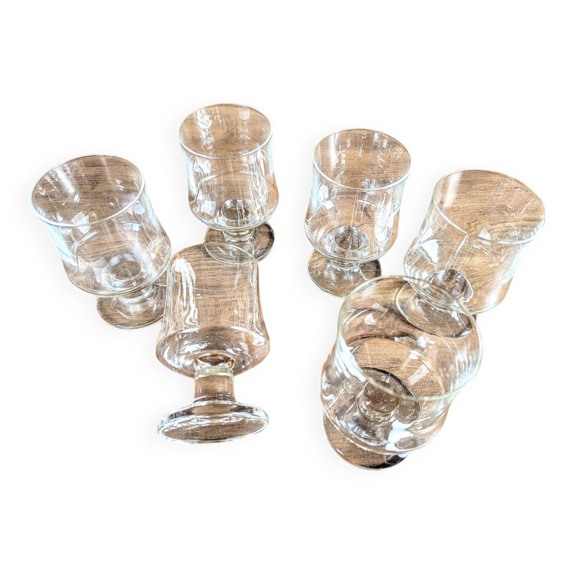 set of 6 vintage stemmed glasses