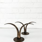 Pair of Lily brass candle holders, Ystad Metall, Sweden, design Ivar Ålenius Björk