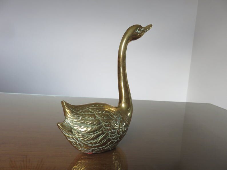 Golden brass swan 70s