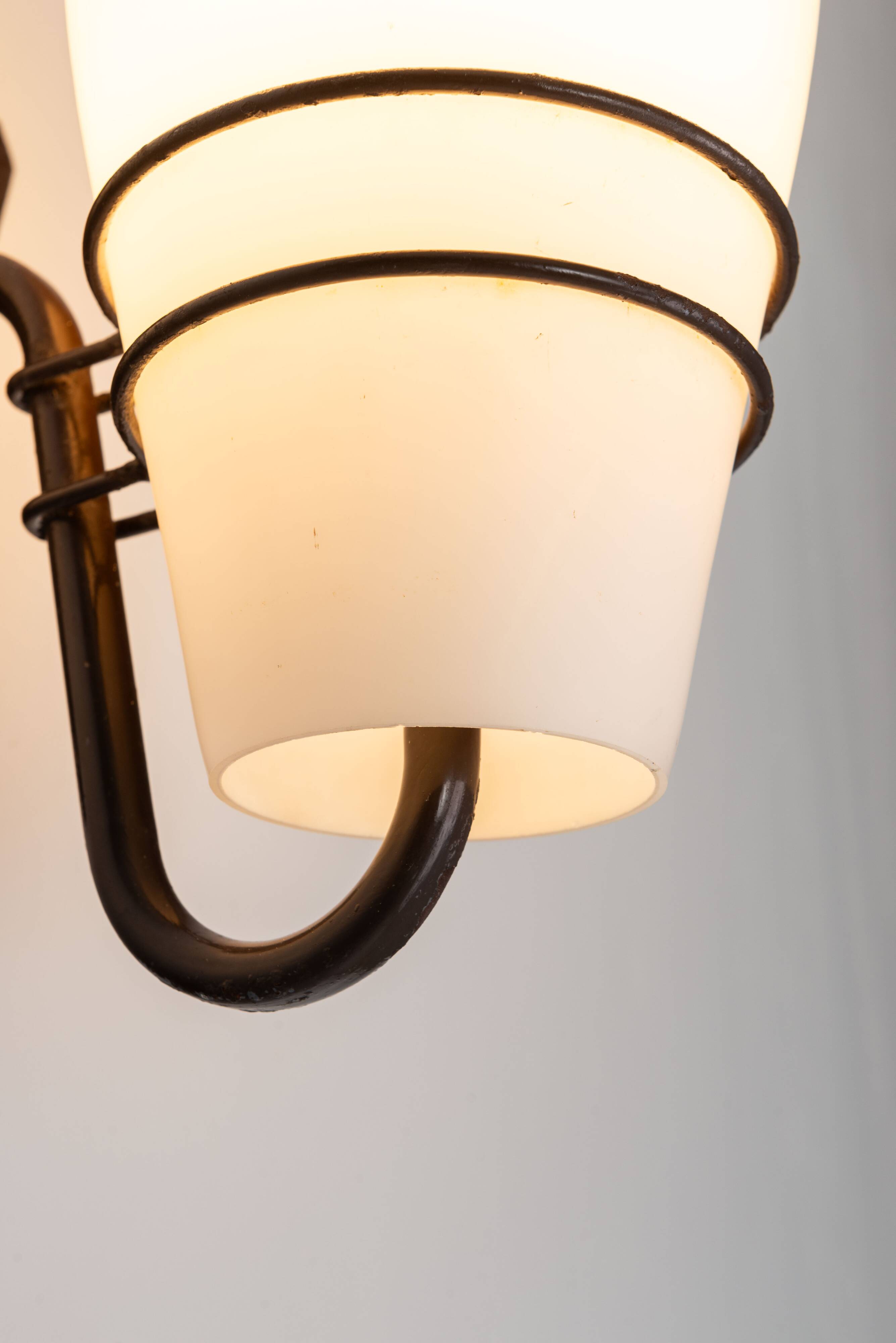 Large outdoor lamp made from metal and opal glass