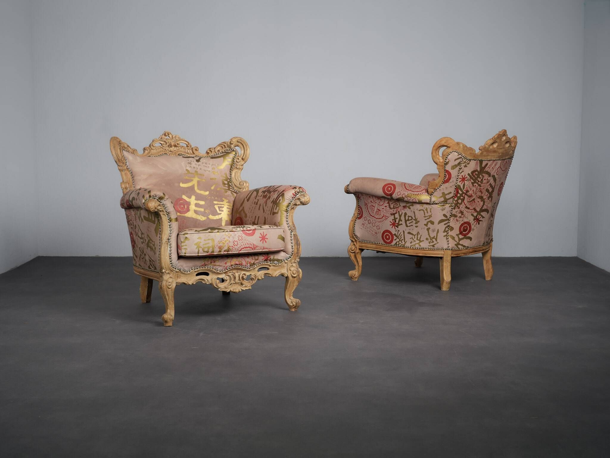 Pair of Baroque armchairs by The People of the Labyrinths, Netherlands, 2000s