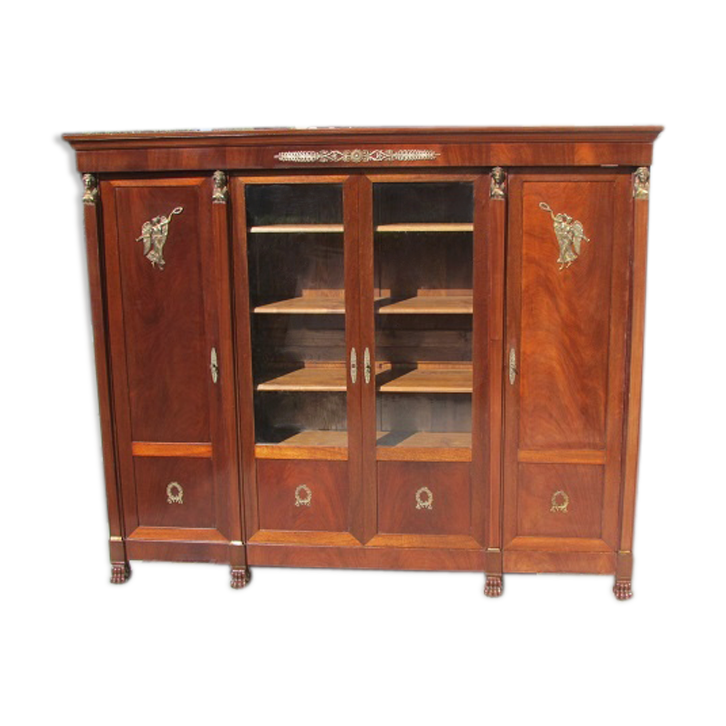Large library, empire, return from Egypt in mahogany, 4 doors