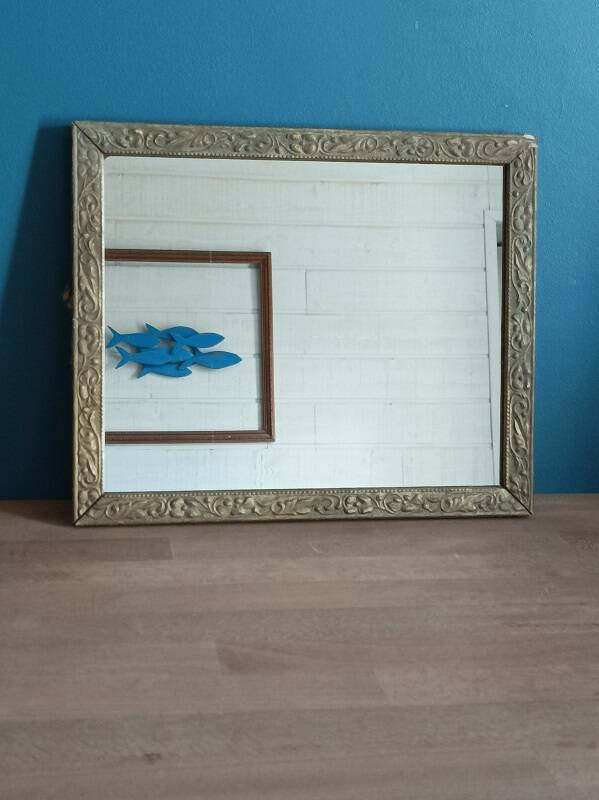 Mirror Carved gilded stucco wood frame patinated dpmc 0923237