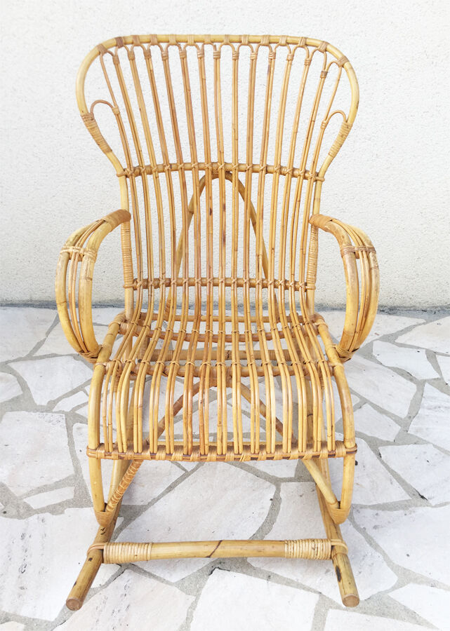 Rockingchair rotin 1960