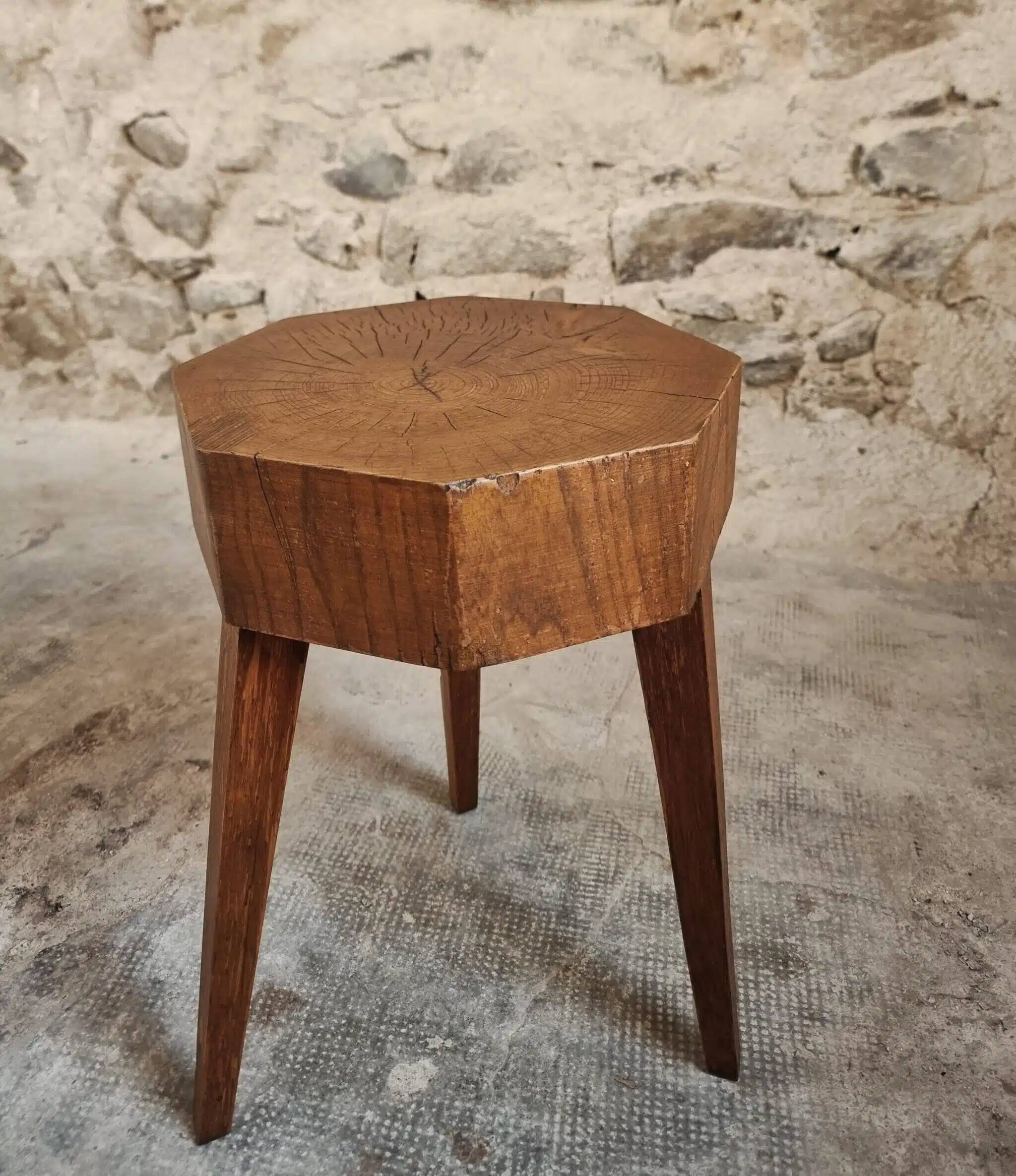 Vintage Oak Stool – Solid Oak Seat – Rustic 1960s Crafts – 31×31×50 cm