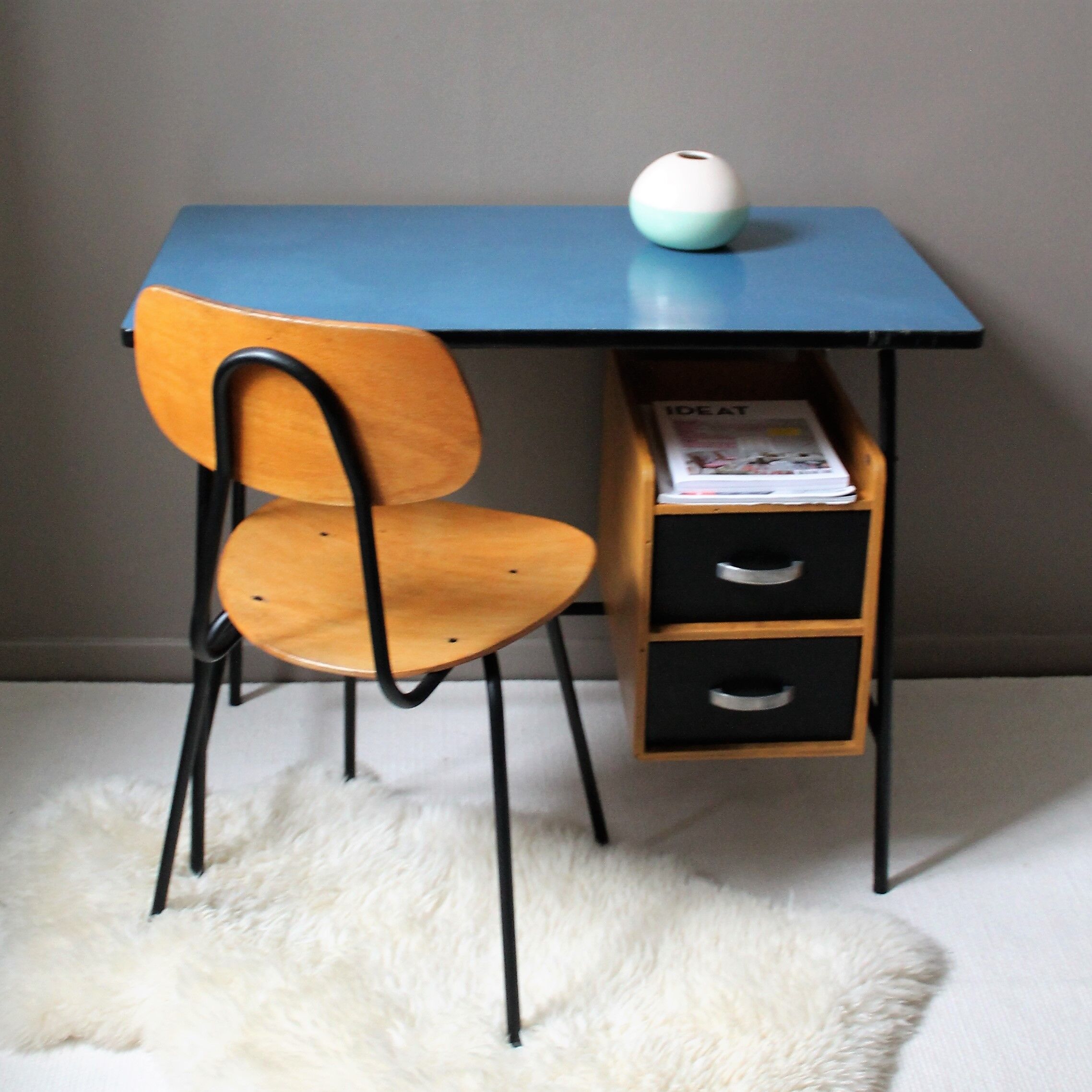 Blue vintage formica office