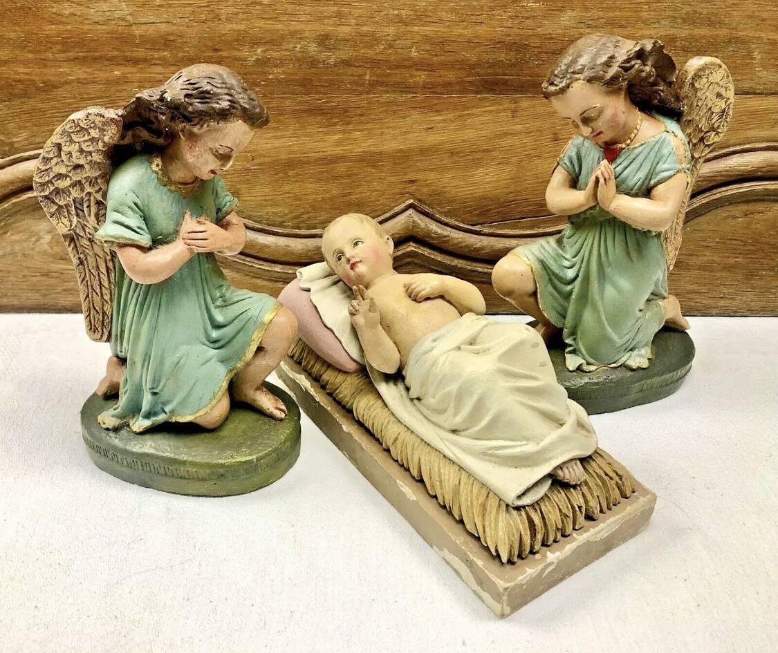 Altar angel statue 26.5 cm plaster santon church nativity scene