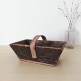 Dark wooden harvest basket