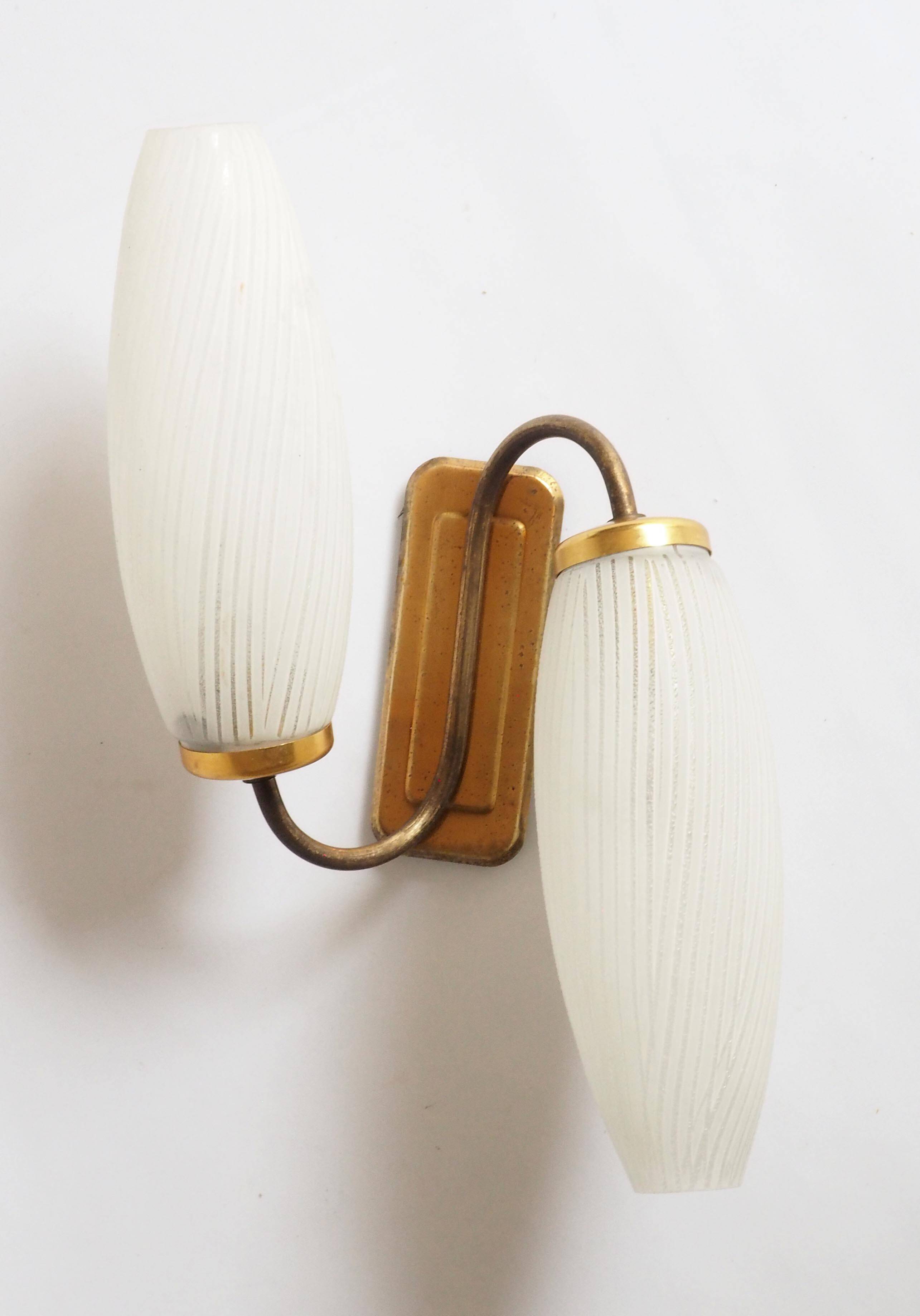 Double flute and brass wall light